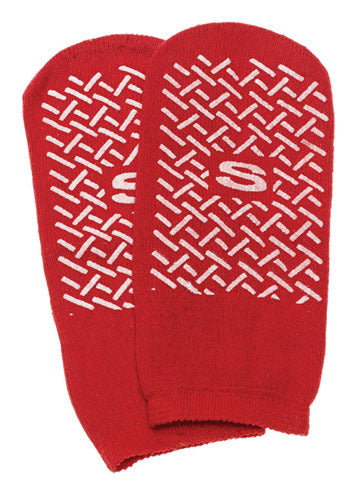 Slipper Socks; Small Red Pair Child Size 4-6