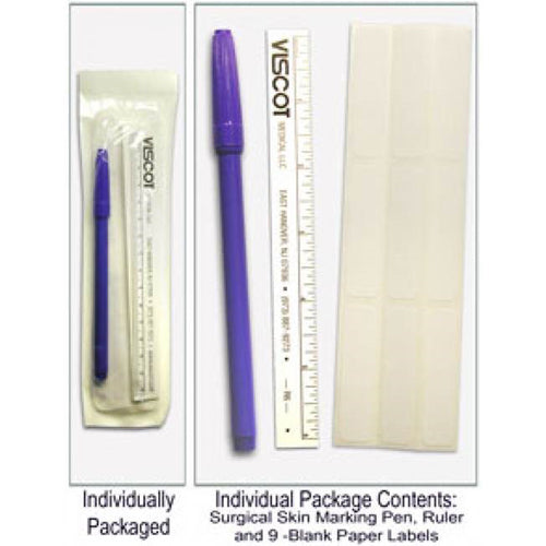 Skin Marking Pen w/ 9 Labels & 6 Flxble Ruler Sterile
