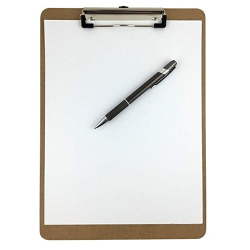 Clipboard 9 x 12 Hardboard Low Profile Clip